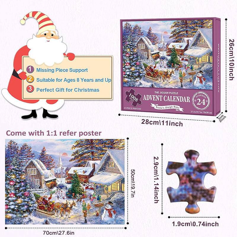 1008PCS Rompecabezas de Navidad Calendario de Adviento - Regalo de Navidad