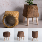 Maceta de Rattan Artificial de Estilo Rústico