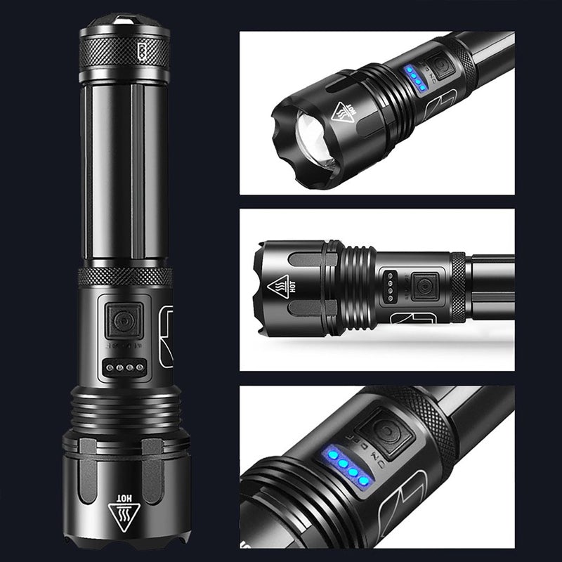 Linterna táctica brillante y resistente al agua XHP50