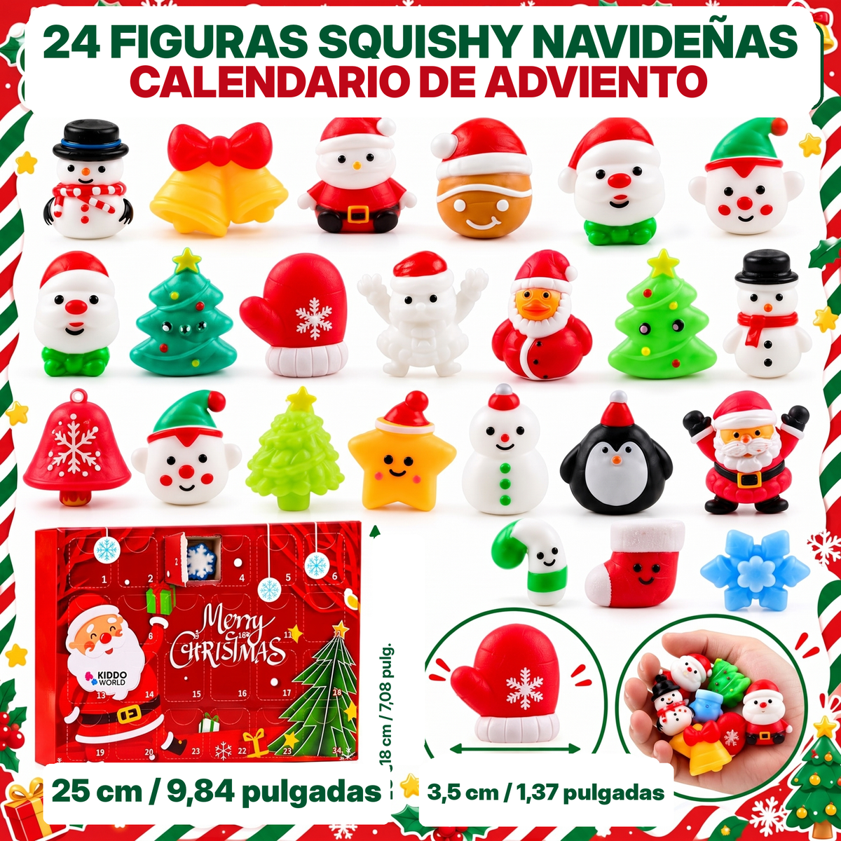 Calendario de Adviento Squishy de Navidad – 24 juguetes squishy misteriosos (3+ años)