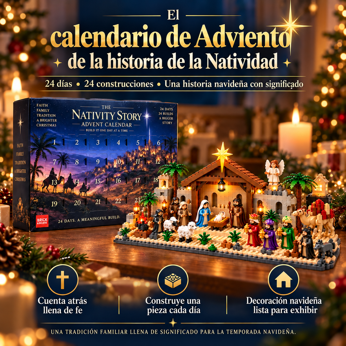 Calendario de Adviento de la Natividad – Set de Natividad de Navidad Construible en 24 Días
