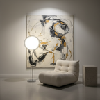 Colección Orbis | Lámpara de Pie Moderna y Elegante con Marco de Cromo para Decoración de Sala de Estar