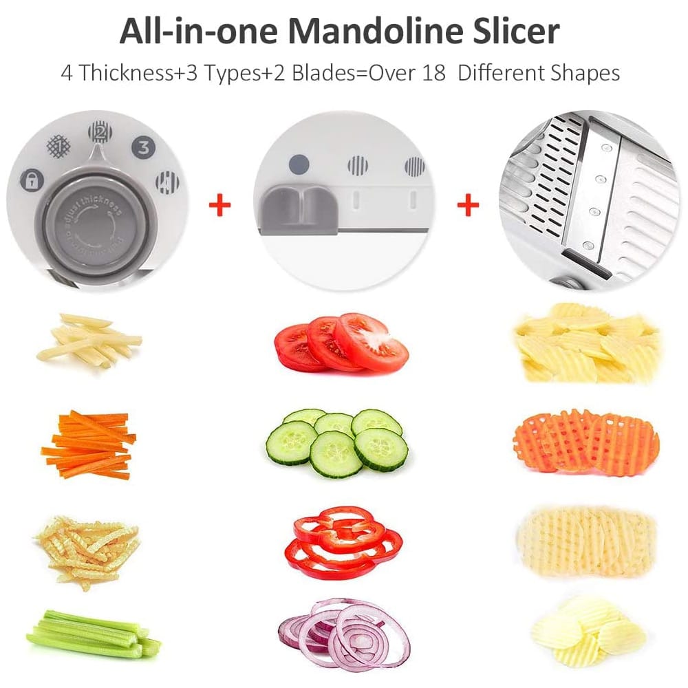ProSlice Mandolina Cortadora de Verduras – Cuchillas de Acero Inoxidable Ajustables para Corte Preciso