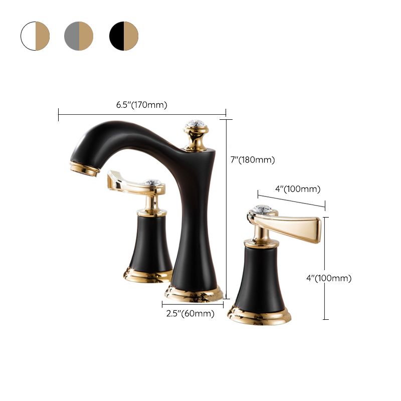 Grifo de recipiente moderno de latón con 2 manijas y arco bajo para el hogar