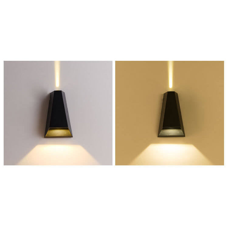 Moderna lámpara de pared LED exterior iluminada de arriba hacia abajo en forma de trapecio