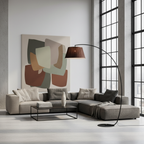 ArcoLuxe | Lámpara de pie de arco elegante y moderna con pantalla de tela para sala de estar