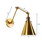 Luz de Pared de Lámpara de Bronce 1 Kit de Montaje en Pared de Metal Antiguo con Brazo Giratorio Flexible