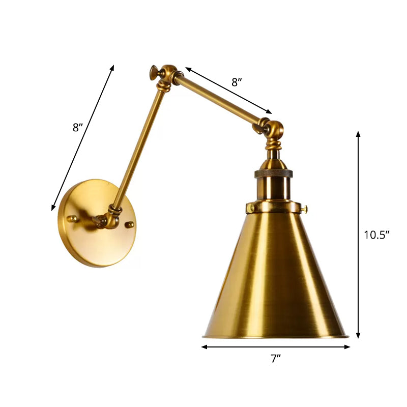 Luz de Pared de Lámpara de Bronce 1 Kit de Montaje en Pared de Metal Antiguo con Brazo Giratorio Flexible