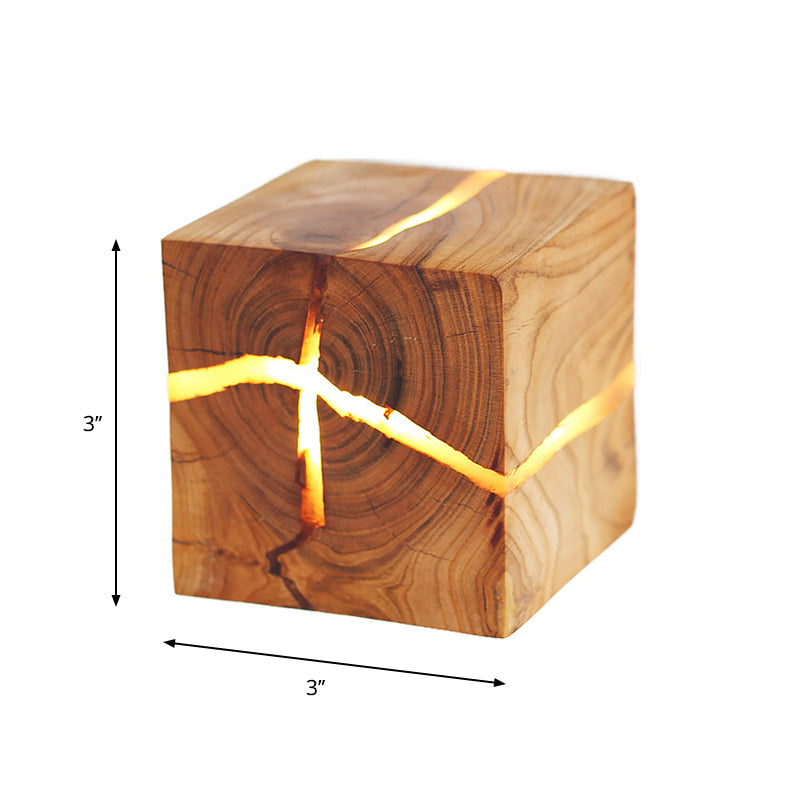 Luz de pared empotrada Cube Crack Wood Creativa Nórdica LED Beige
