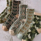 Calcetines de Algodón Florales para Mujeres (10 Pares)
