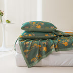 Cubrecamas Reversible de Hojas de Ginkgo Floral Jacquard
