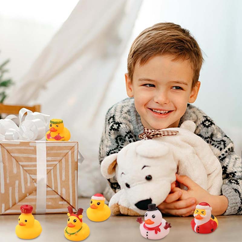 24 Pcs Calendario de Adviento de Patitos de Goma de Navidad
