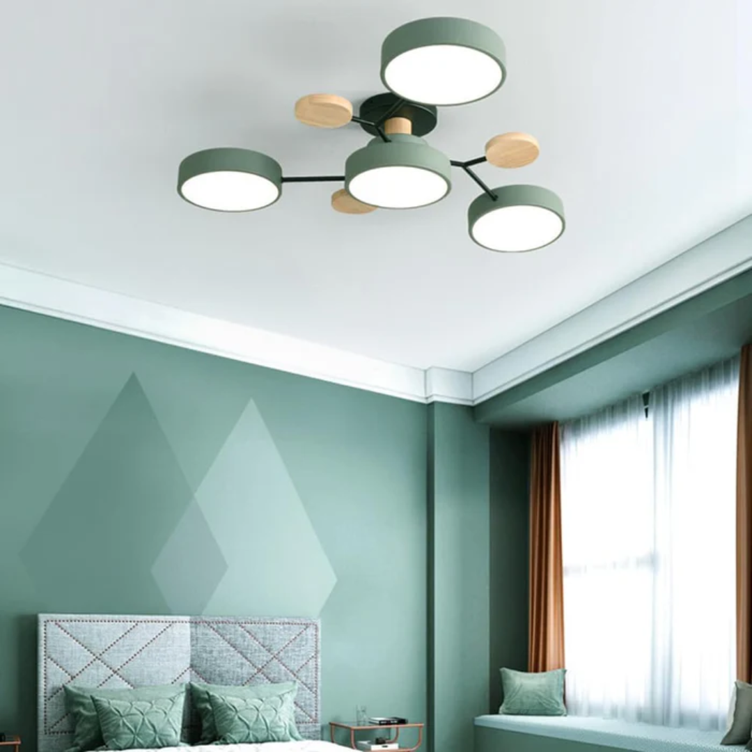 Ardena | Lámpara de techo LED moderna con detalles de madera
