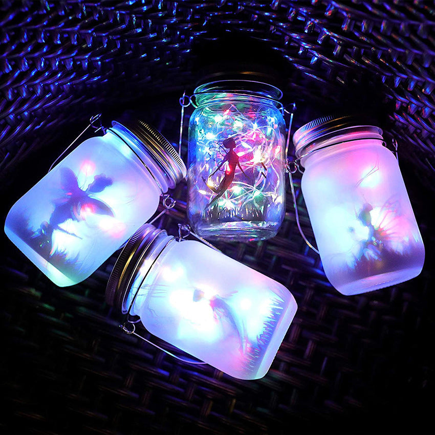 Luz LED Exterior de Tarro de Vidrio Esmerilado Solar Creativo
