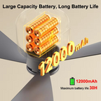 Ventilador de Techo Recargable de 12000mAh para Exteriores con Luz LED