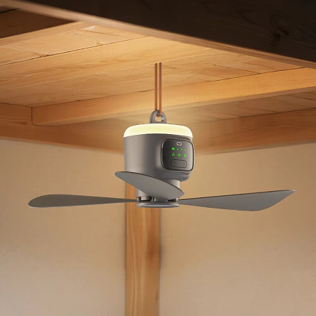 Ventilador de Techo Recargable de 12000mAh para Exteriores con Luz LED