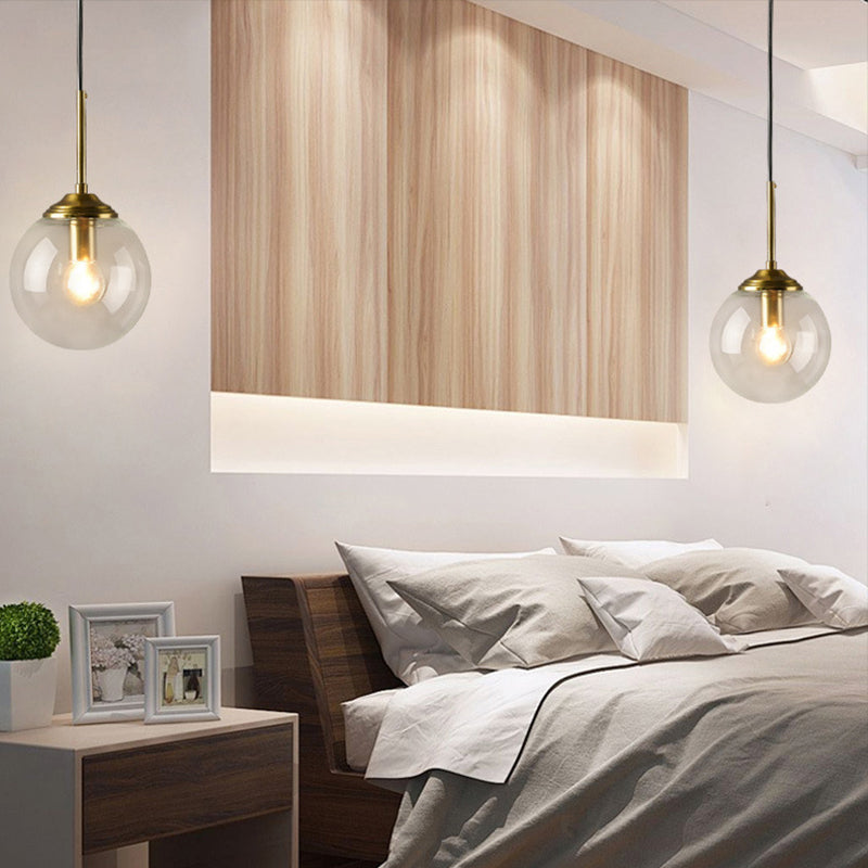 Lámpara de Pared de Vidrio Globo Montaje en Pared Contemporáneo 1 Cabeza Dorada Iluminación para Dormitorio