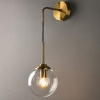 Lámpara de Pared de Vidrio Globo Montaje en Pared Contemporáneo 1 Cabeza Dorada Iluminación para Dormitorio