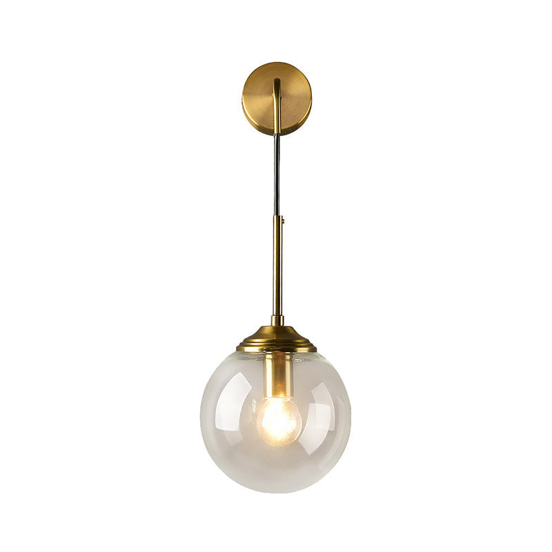 Lámpara de Pared de Vidrio Globo Montaje en Pared Contemporáneo 1 Cabeza Dorada Iluminación para Dormitorio