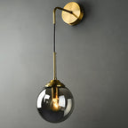 Lámpara de Pared de Vidrio Globo Montaje en Pared Contemporáneo 1 Cabeza Dorada Iluminación para Dormitorio