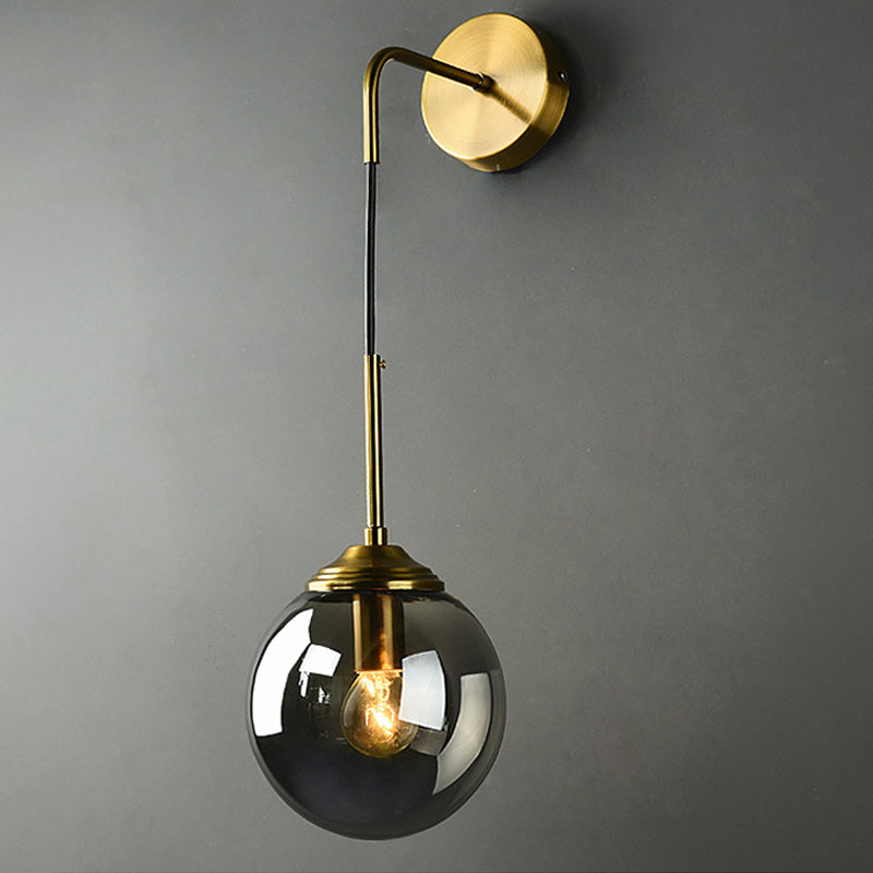 Lámpara de Pared de Vidrio Globo Montaje en Pared Contemporáneo 1 Cabeza Dorada Iluminación para Dormitorio