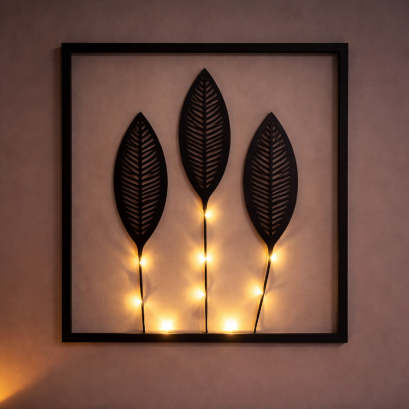 Decoración de Pared LED con Diseño de Hoja Botánica y Luz Cálida