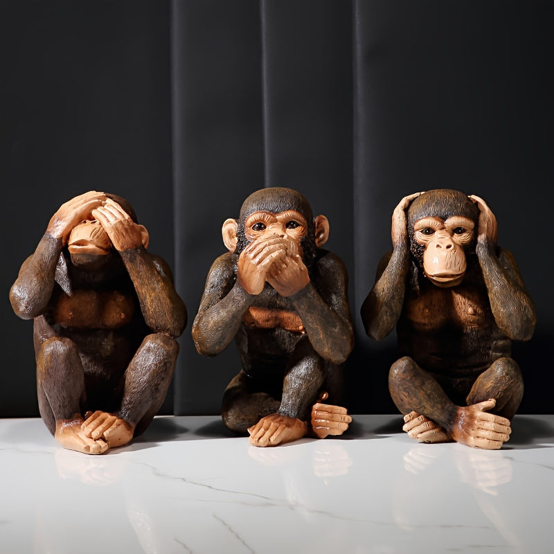 Conjunto de 3 figuras de chimpancé - Juguetonas y Realistas para Tu Interior