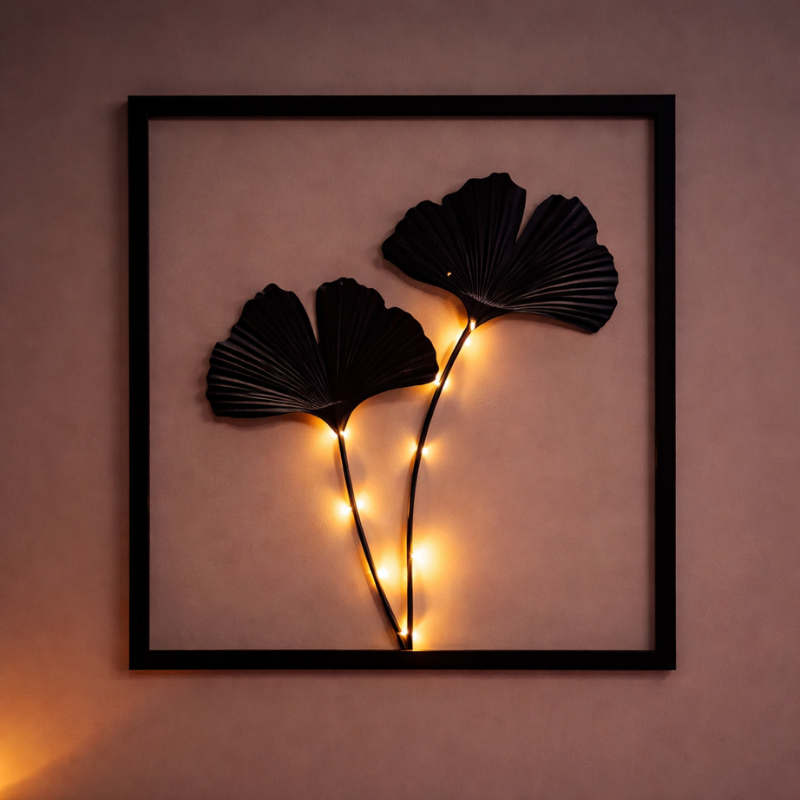 Decoración de Pared LED con Diseño de Hoja Botánica y Luz Cálida
