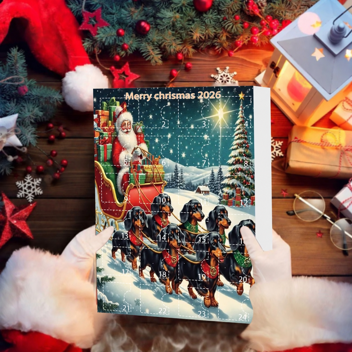 PUPCUP 2026 – Caja de cuenta atrás de Navidad con colgantes de perros adorables