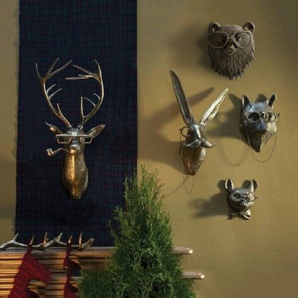Decoración de pared con cabezas de animales única para el hogar