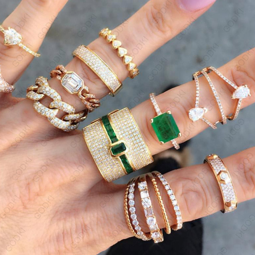 Anillo apilable de lujo de diseño Mónaco para mujeres