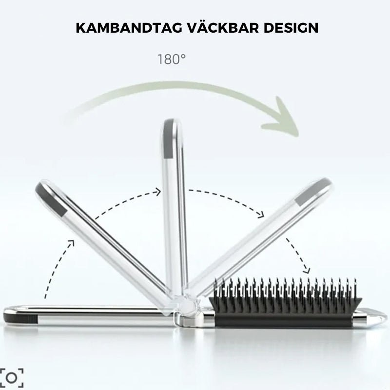 Espejo de Viaje MirrorFlex con Cepillo de Pelo | Plegable y Compacto | Estilo Práctico en Movimiento