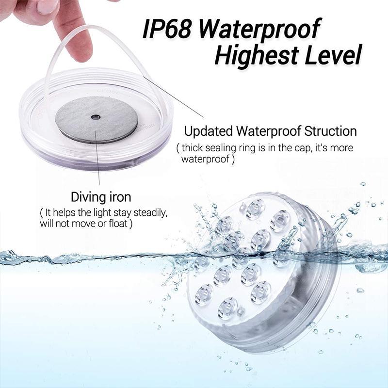 Luz LED de Control Remoto a Prueba de Agua con Ventosa Magnética