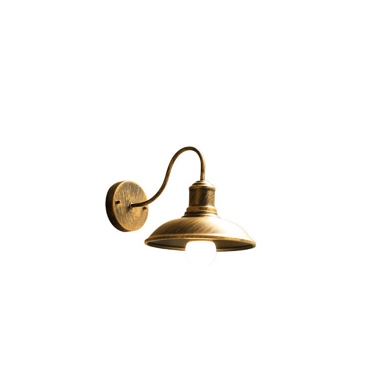 Lámpara de pared exterior curva de hierro impermeable Retro Loft Dome 1 luz