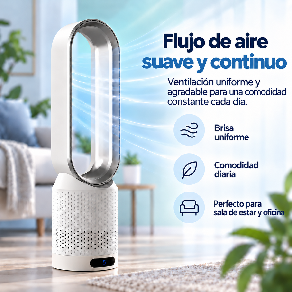 AirPure – Ventilador de torre sin aspas (< 32 dB)