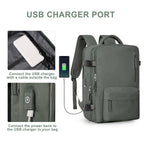 TRAVELMATE - Gran Mochila de Viaje Impermeable con USB – Antirrobo & Compartimento para Zapatos – 35L