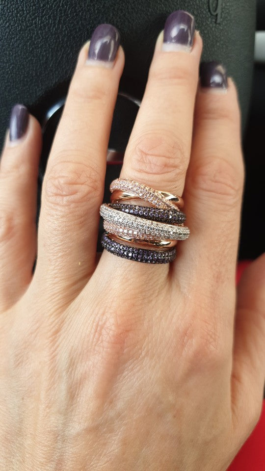 Anillo apilable de lujo de diseño Mónaco para mujeres