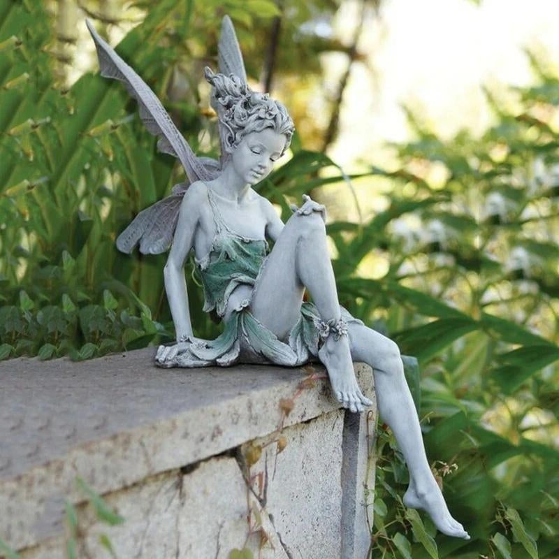 Estatua de Hada Sentada para Jardín