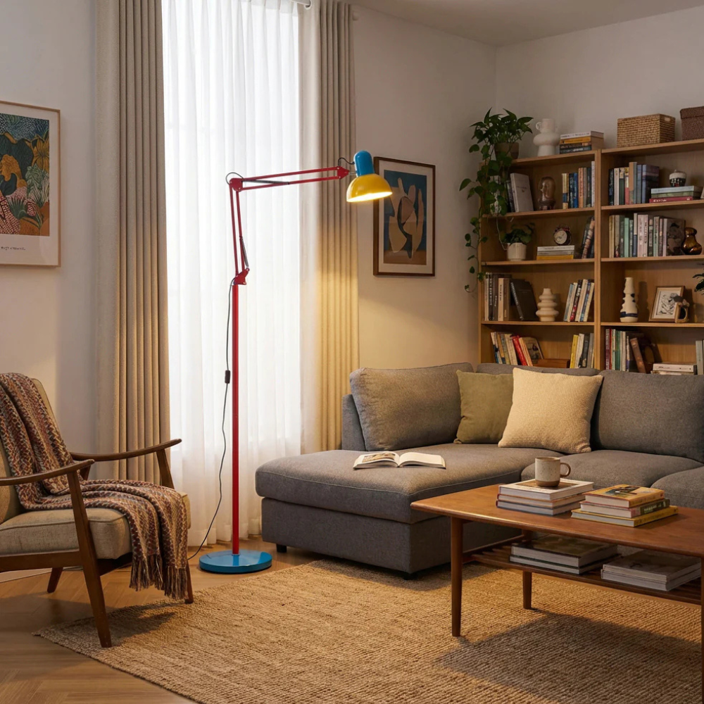FlexoMemphis | Lámpara de Pie Moderna Ajustable y Vibrante para Sala de Estar