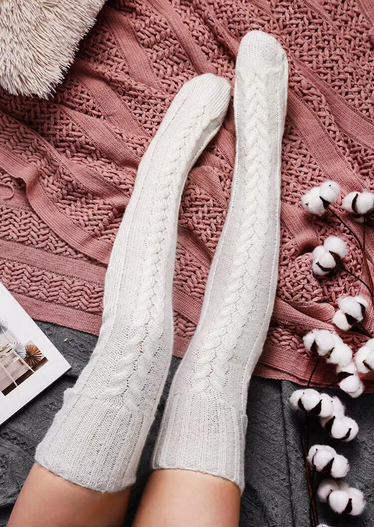 Calcetines Extra Largos de Tejido Suave y Cálido sobre la Rodilla para Invierno