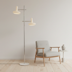 Lámpara de Pie Moderna Estilo Bauhaus con Cabezas Ajustables y Base de Vidrio