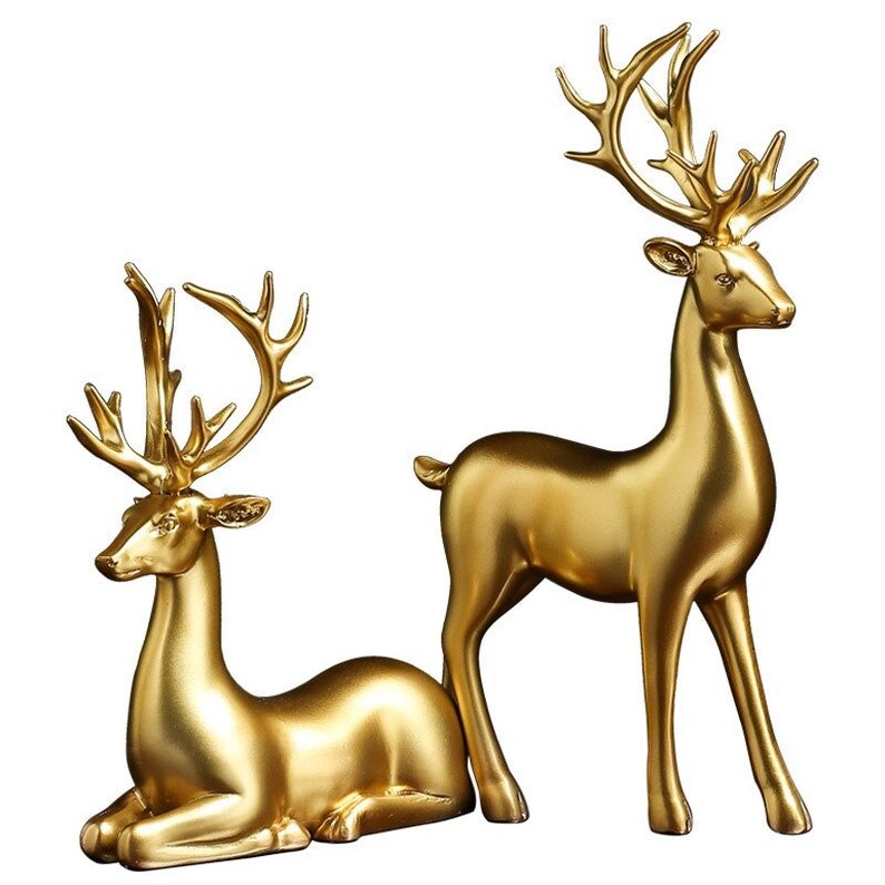 Figuras de Ciervo Dorado en Pareja