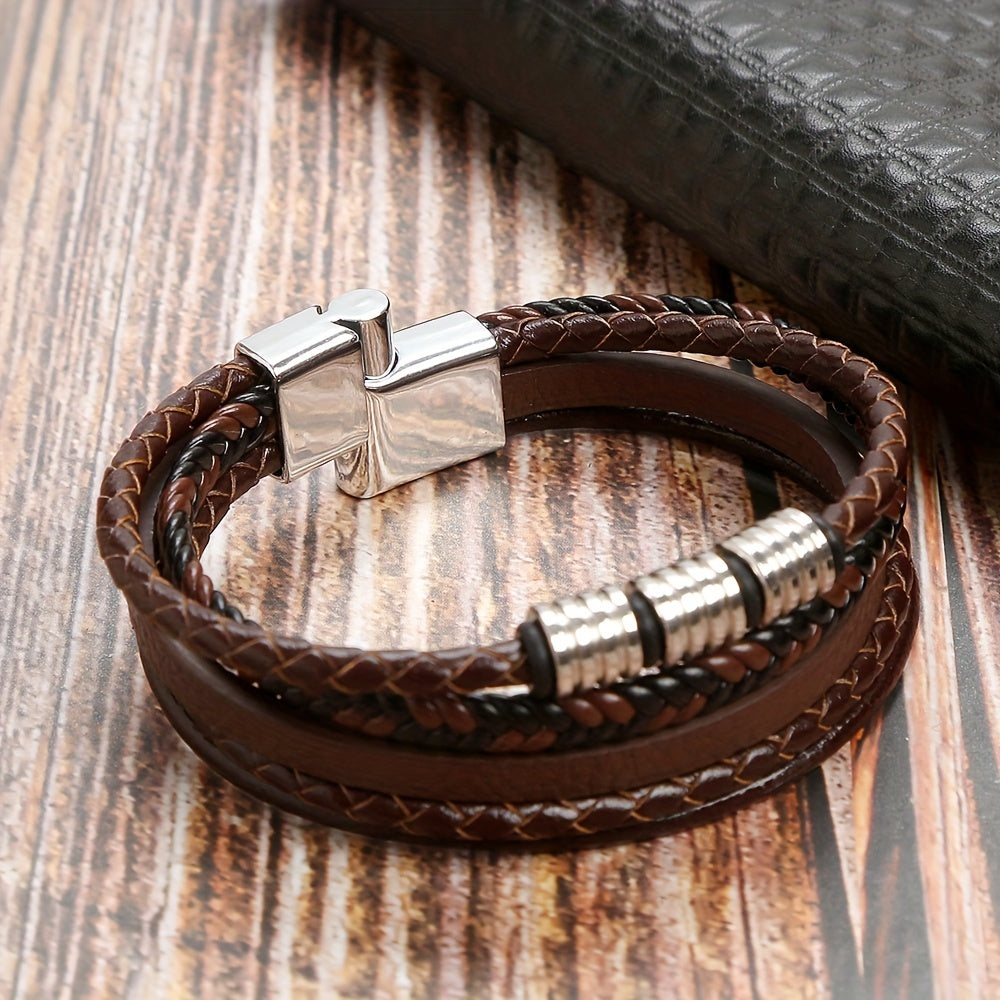 Pulsera de Cuero Trenzado Refinada - Para el Hombre Estiloso