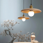 Oriva | Lámpara colgante en forma de disco de madera