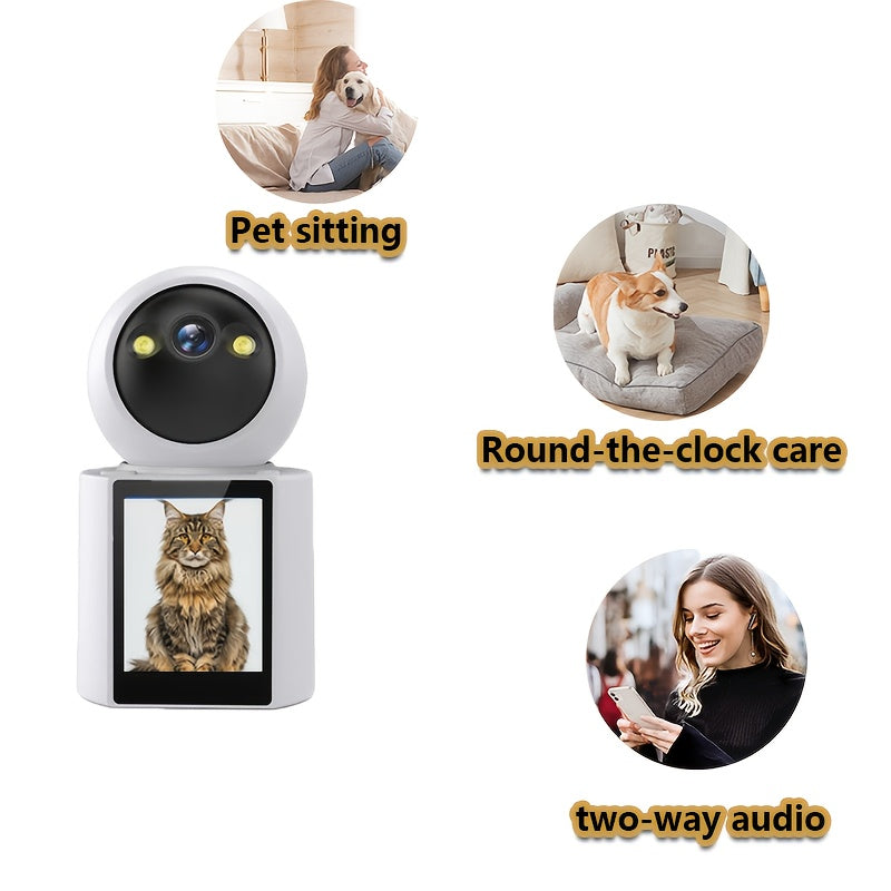 Cámara para Mascotas con Pantalla – Audio Bidireccional y Visión Nocturna