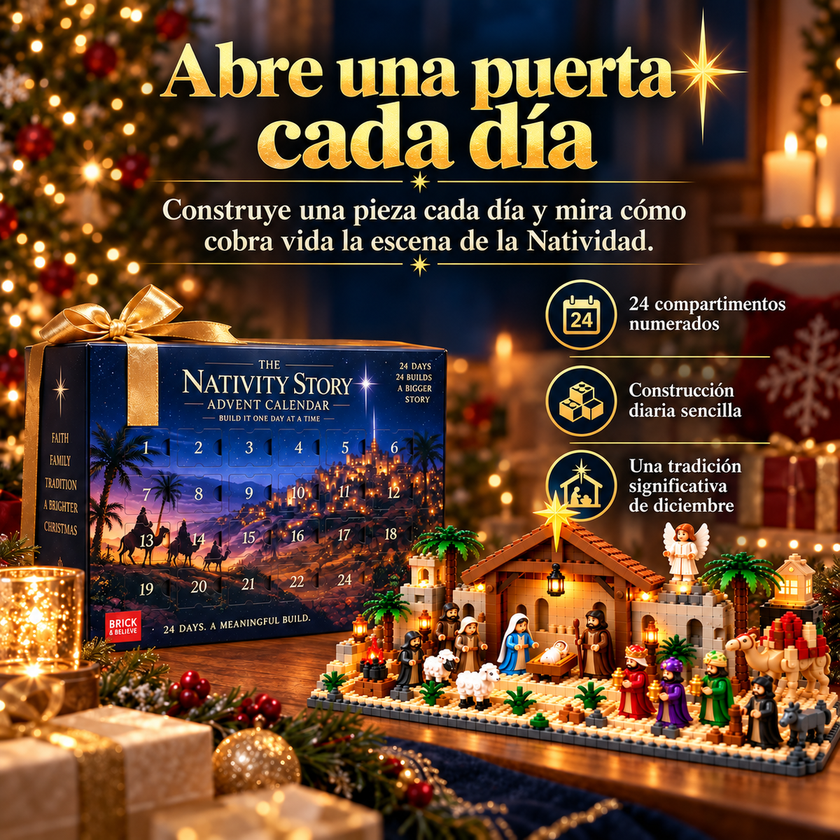 Calendario de Adviento de la Natividad – Set de Natividad de Navidad Construible en 24 Días