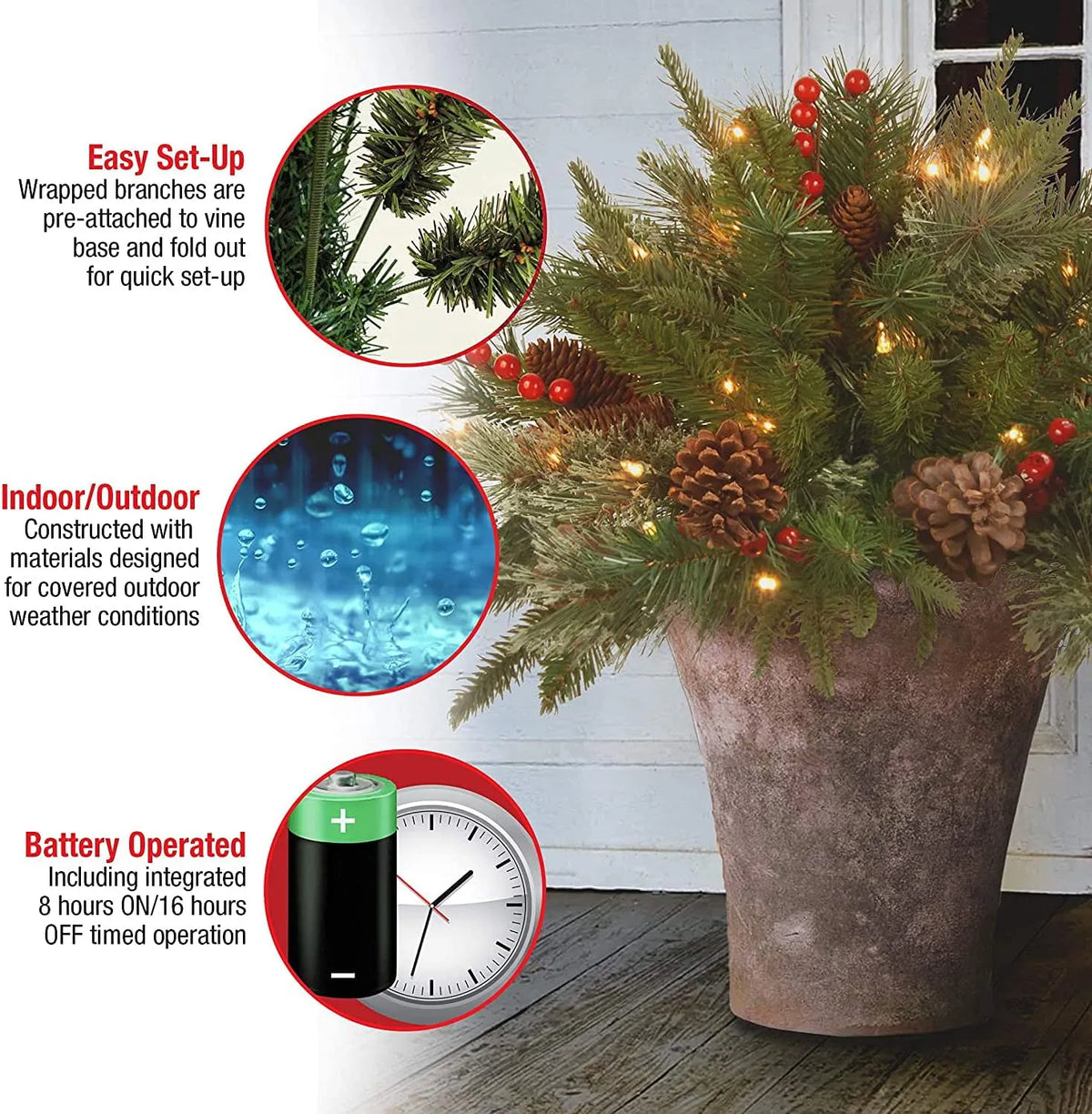 Árbol de Navidad Artificial Pre-iluminado Relleno de Urna que se Siente Real