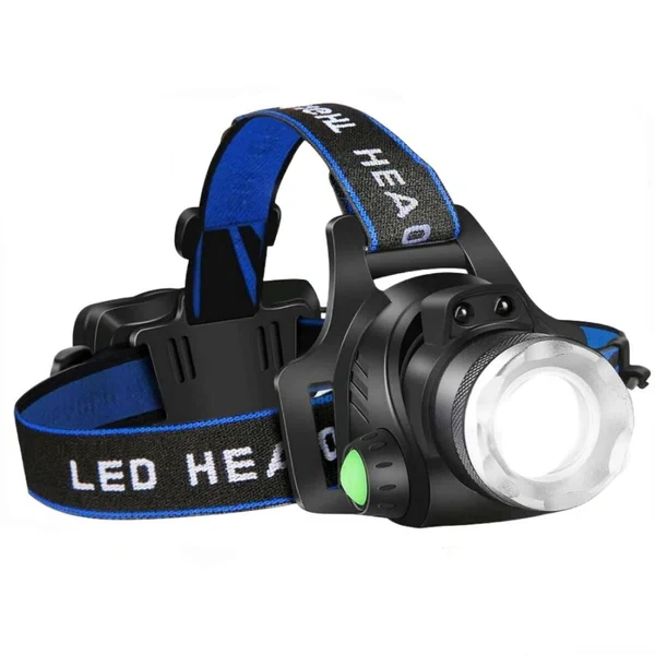 Linterna Frontal LED Recargable de 300LM, Linterna Táctica Zoomable