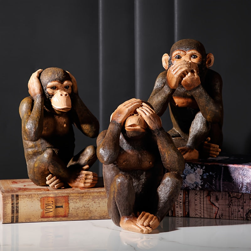 Conjunto de 3 figuras de chimpancé - Juguetonas y Realistas para Tu Interior