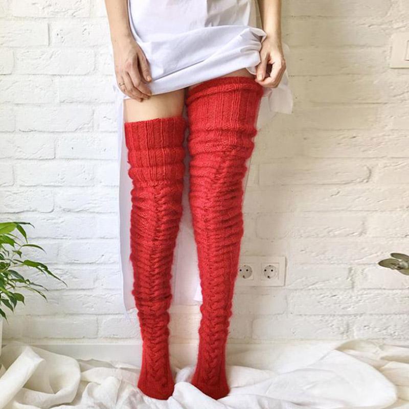 Calcetines Extra Largos de Tejido Suave y Cálido sobre la Rodilla para Invierno